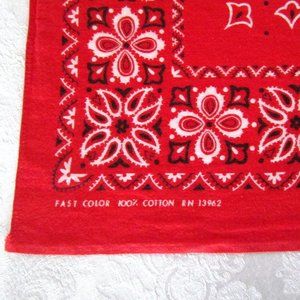 CLASSIC RED BANDANA, VINTAGE COTTON MADE in USA - THE REAL THING!  20" SOFT